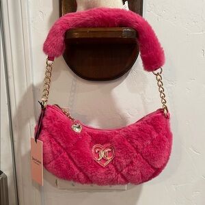 Juicy Couture Pink Faux Fur Shoulder Bag